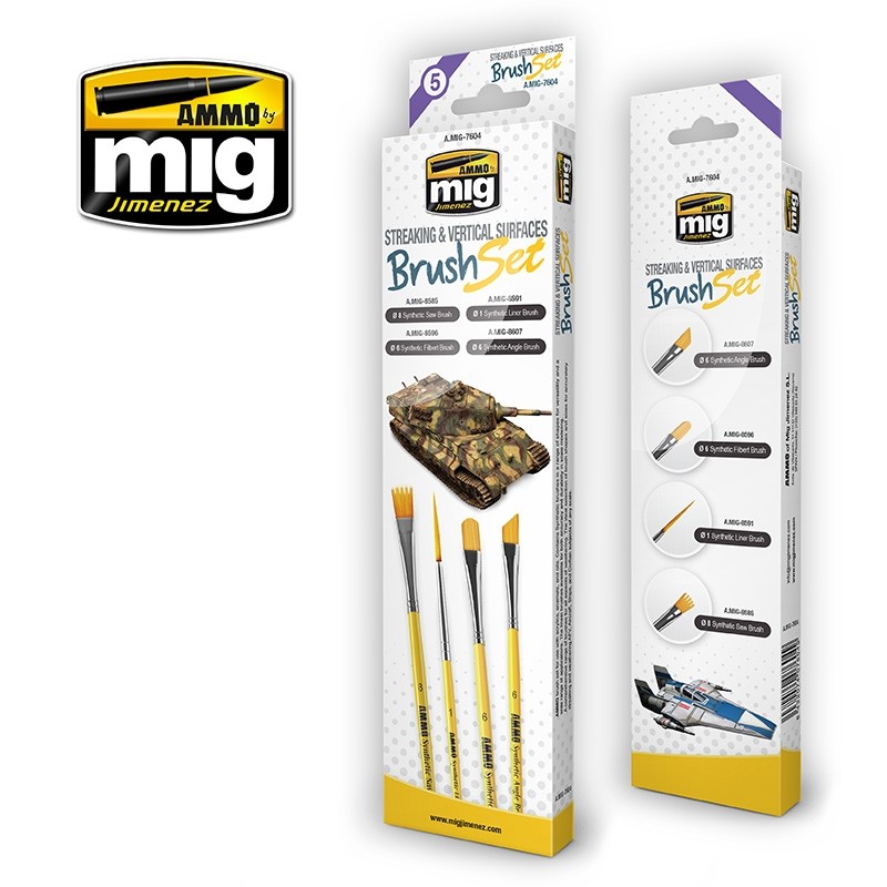 A.MIG-7604 STREAKING AND VERTICAL SURFACES BRUSH SET